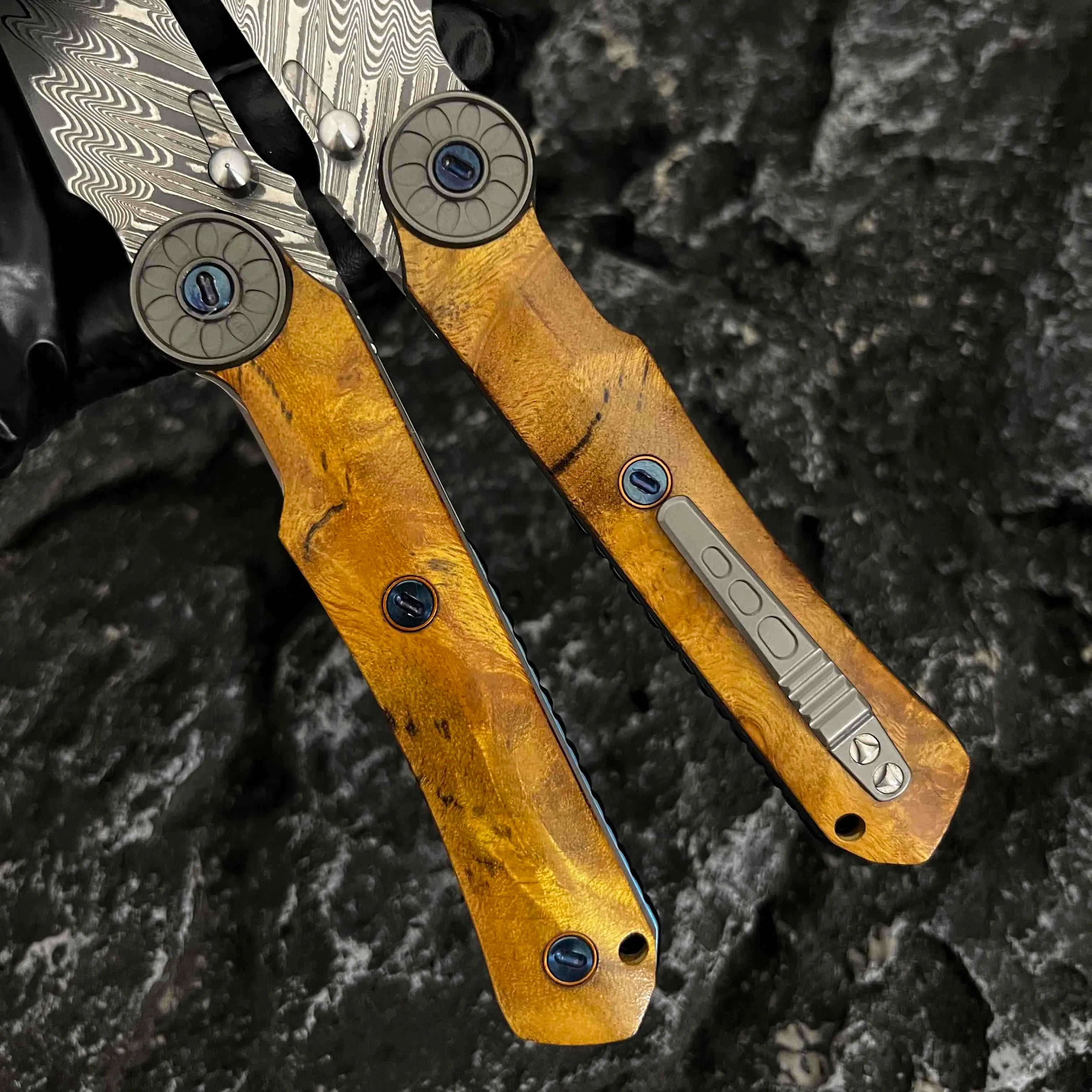 SolarFlame - Damascus EDC Folding Knife