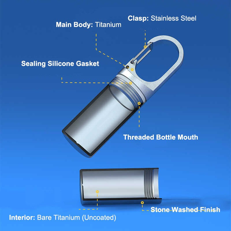 ADD-ONS:Titanium Pill Case Clip - Waterproof Portable Keychain for Medicine
