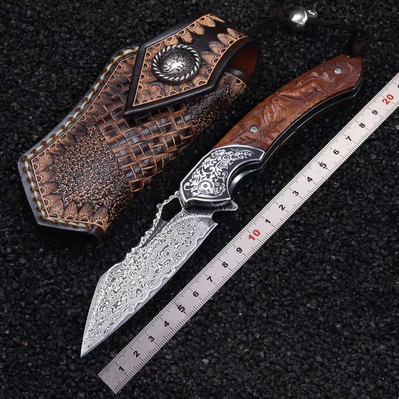 AetherEdge - Damascus Steel Folding Knife