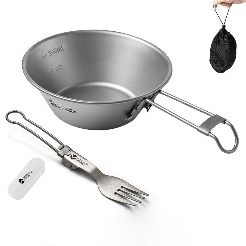 Featherlight Feast - Ultralight Titanium Folding Utensil Set for Travel