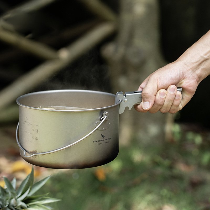 Pure Titanium Camping Tongs:Heat-resistant Pot Clip & Bottle Opener Wrench