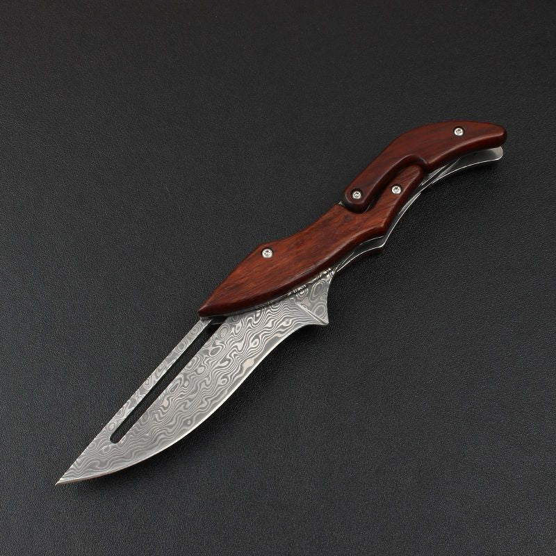 Forged for the Wild: Damascus Steel Camp Mechanical Lock Folding Knife