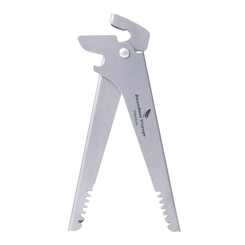 Pure Titanium Camping Tongs:Heat-resistant Pot Clip & Bottle Opener Wrench
