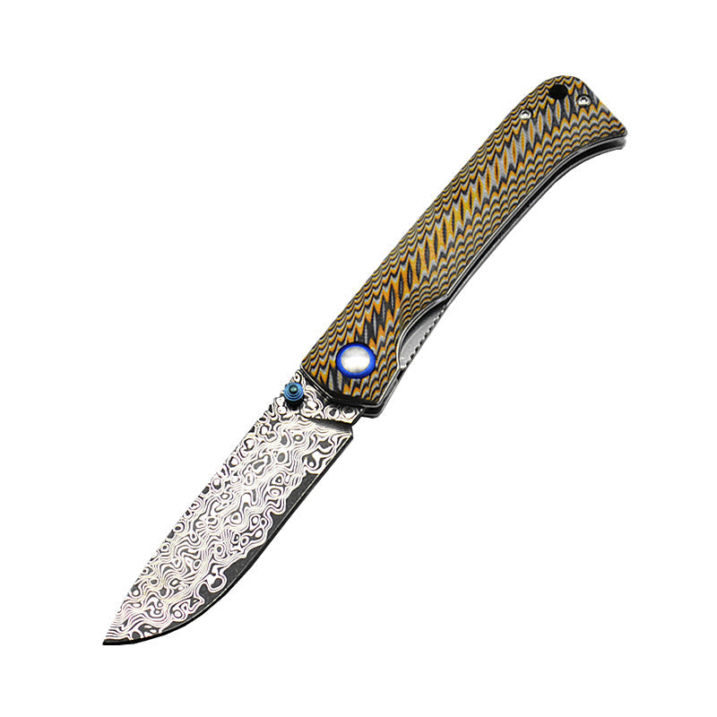 Winged Avian:Two-Tone Damascus Steel Tactical EDC Folding Knife