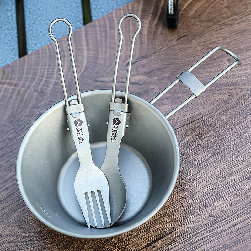 Featherlight Feast - Ultralight Titanium Folding Utensil Set for Travel