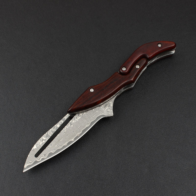 Forged for the Wild: Damascus Steel Camp Mechanical Lock Folding Knife