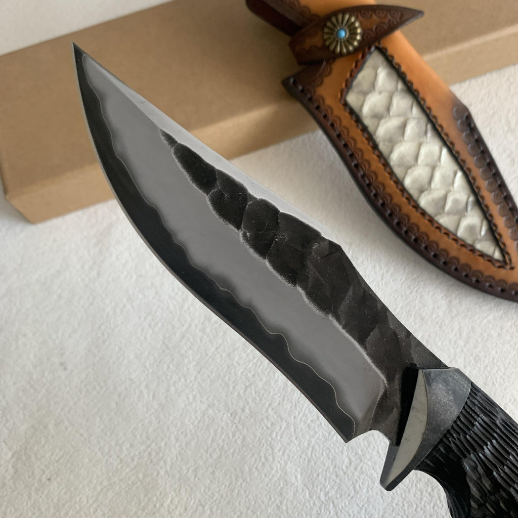 Black Goat:Hand-Forged Sanmai  Damascus Tactical Fixed Blade Knife