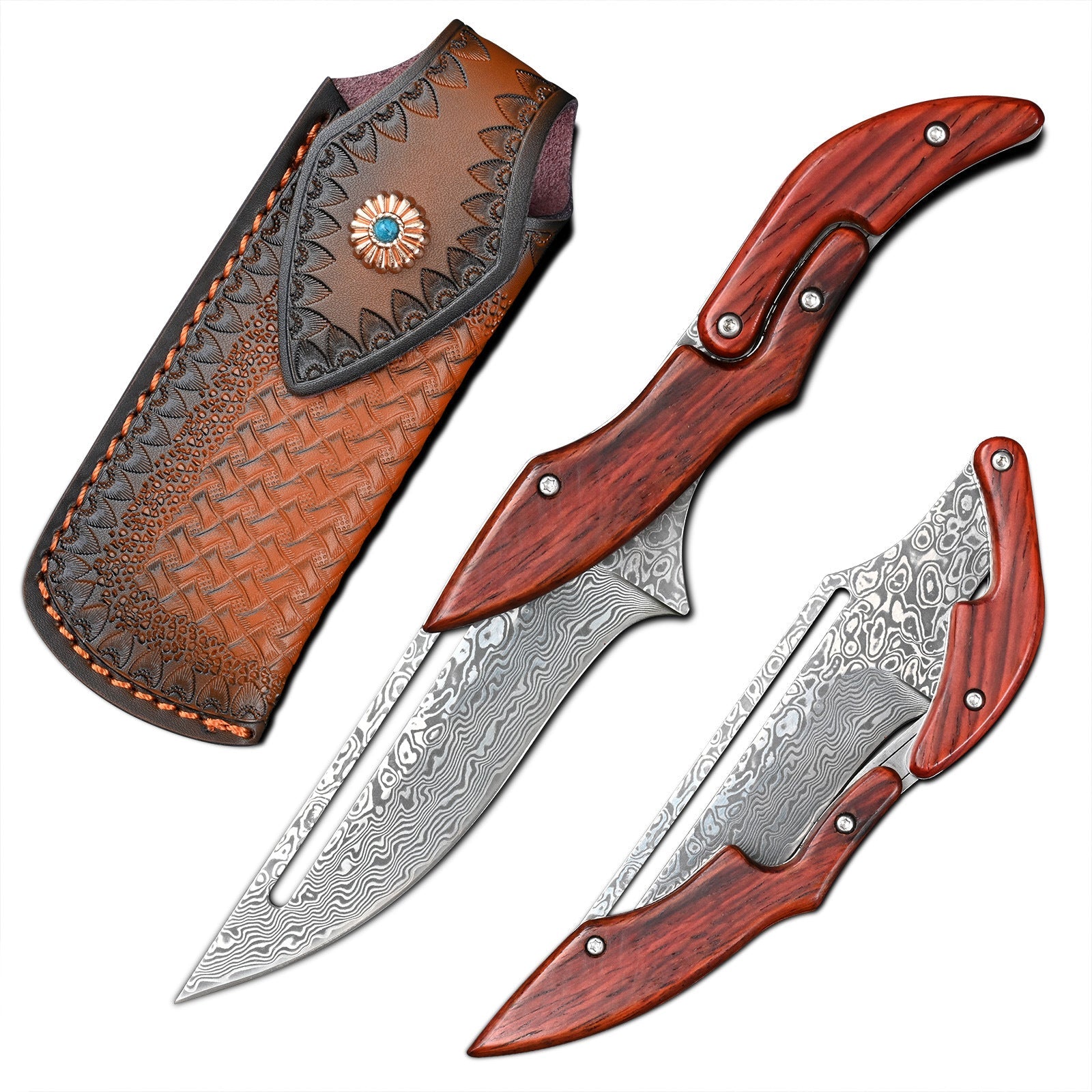 Forged for the Wild: Damascus Steel Camp Mechanical Lock Folding Knife