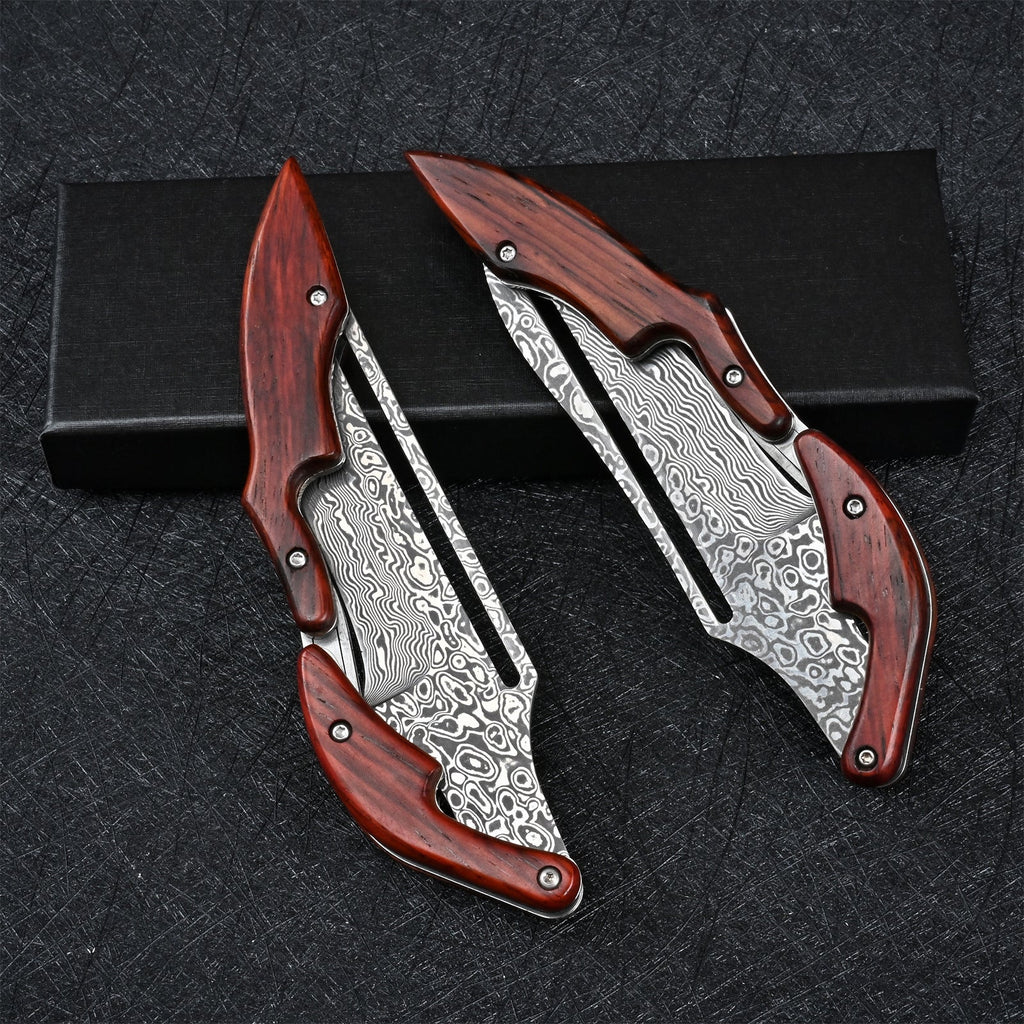 Forged for the Wild: Damascus Steel Camp Mechanical Lock Folding Knife