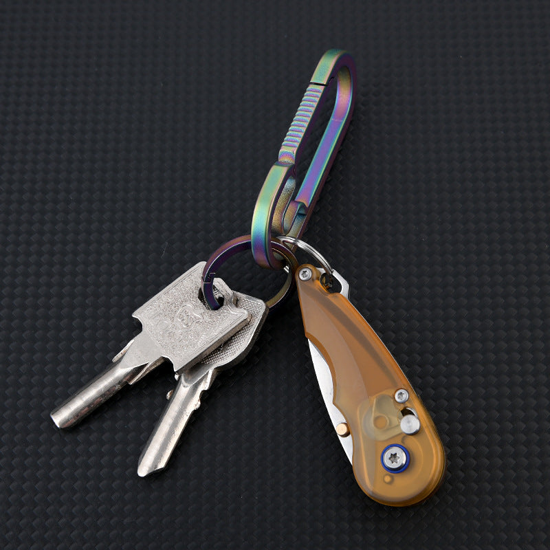 Amber Gem Sharp: PEI Handle Drop Point Mini EDC Keychain Folding Knife