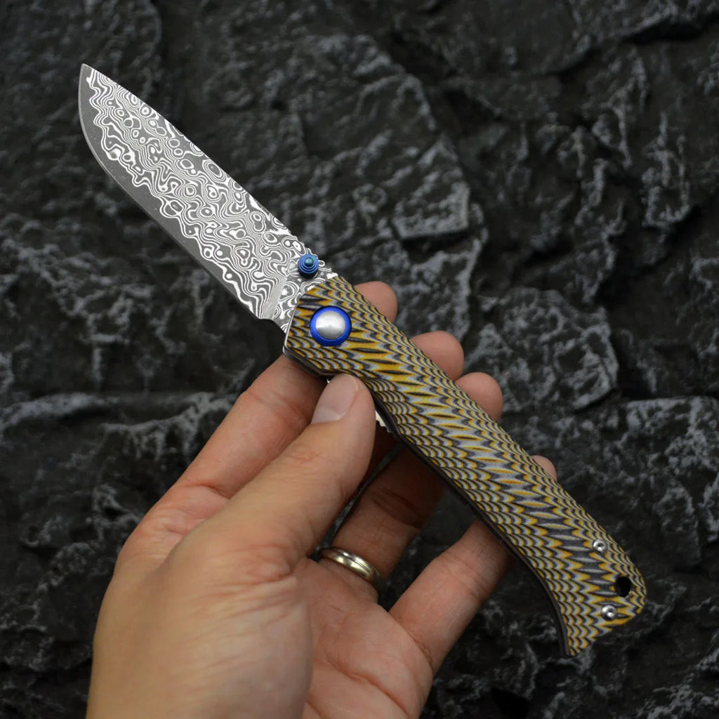 Winged Avian:Two-Tone Damascus Steel Tactical EDC Folding Knife