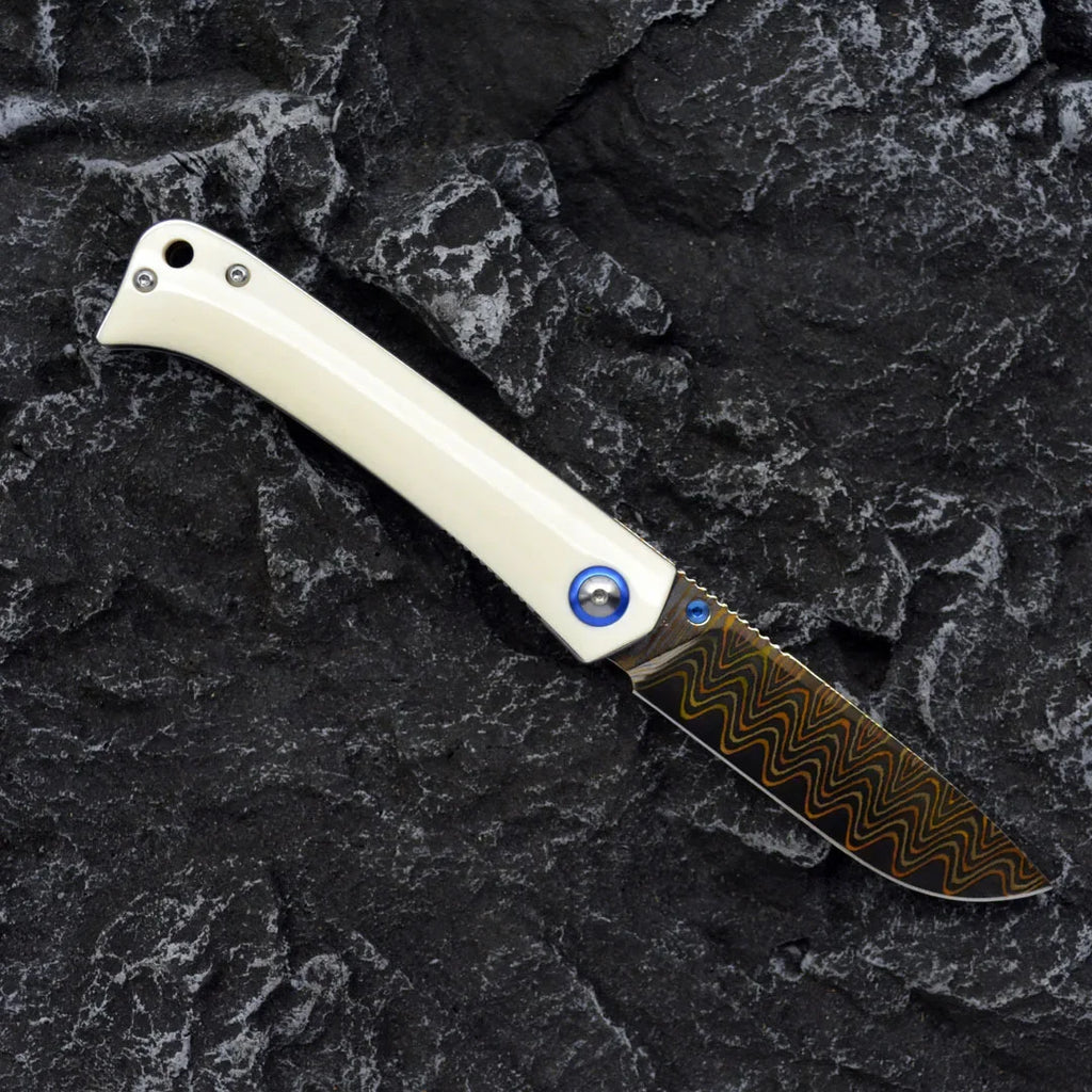 Winged Avian:Two-Tone Damascus Steel Tactical EDC Folding Knife