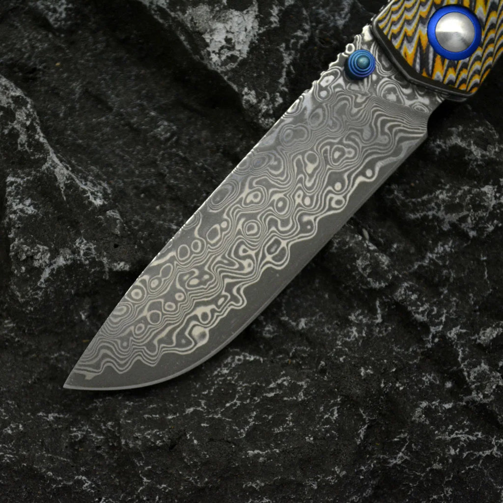 Winged Avian:Two-Tone Damascus Steel Tactical EDC Folding Knife