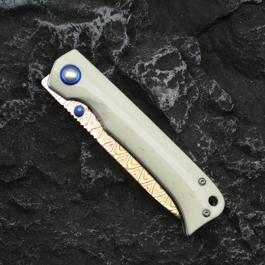 Winged Avian:Two-Tone Damascus Steel Tactical EDC Folding Knife