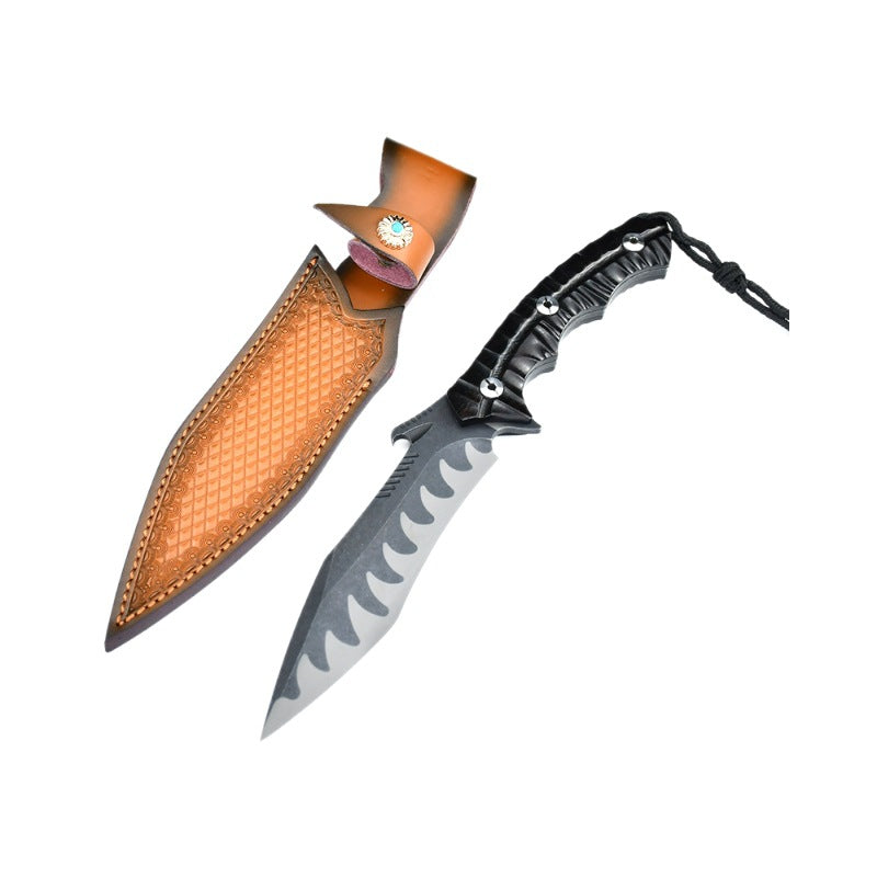 Tiger Fang Tactical Fixed Blade Knife – DC53 Steel, Ebony Handle