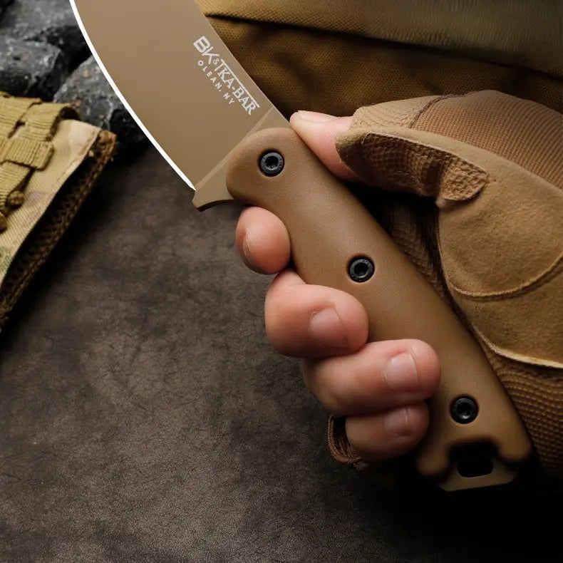 Vanguard: 5mm Thick Heavy-Duty Tactical Fixed Blade | Non-Slip Polymer Grip & Quick-Mount Sheath