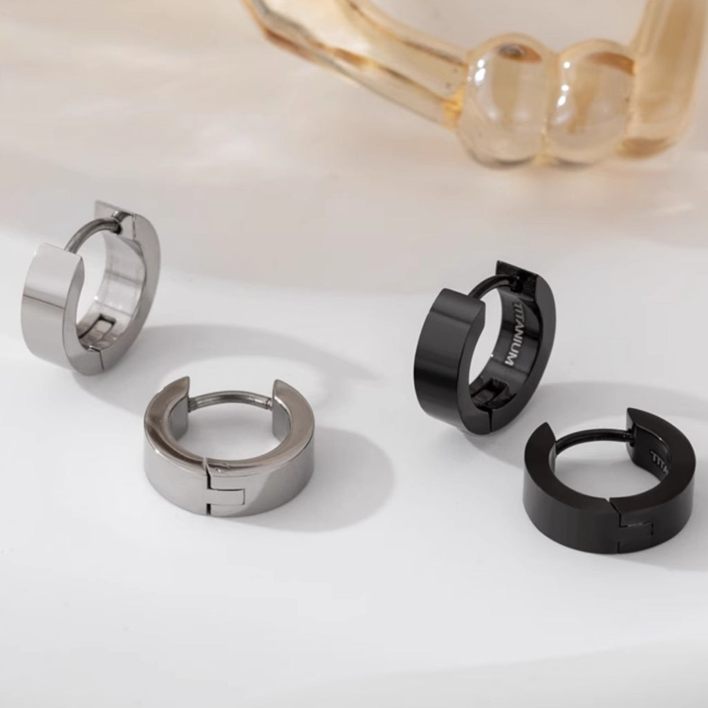 Pure Titanium Hoop Earrings – Hypoallergenic Unisex Minimalist Ear Cuffs