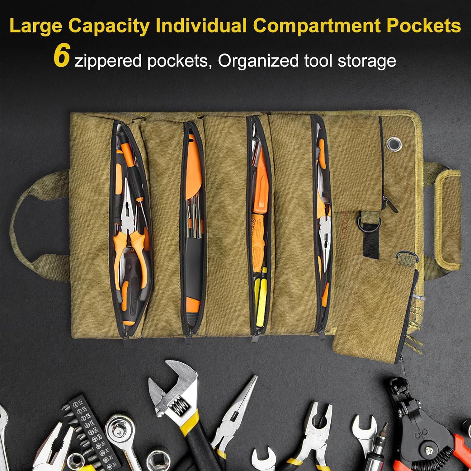 Multi-Functional Roll-Up Tool Organizer – Versatile Storage Bag for Tools & Hardware