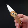 Amber Gem Sharp: PEI Handle Drop Point Mini EDC Keychain Folding Knife