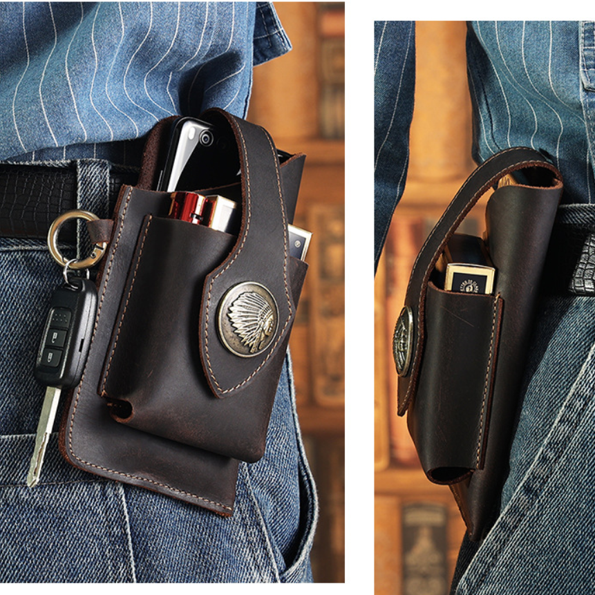 ADD ONS: Leather Tactical Sport Phone Bag with Keychain